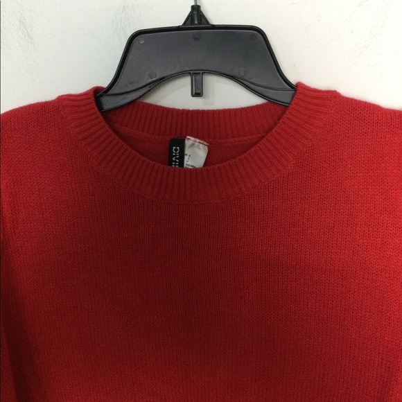 Junior’s H&M Divided S Small 3 - 5 Crewneck Crop Sweater Holiday Red Long Sleeve - Picture 4 of 8